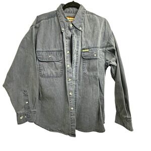 Vintage Remington Canvas Button Up Long Sleeve Grey Shirt Size XL